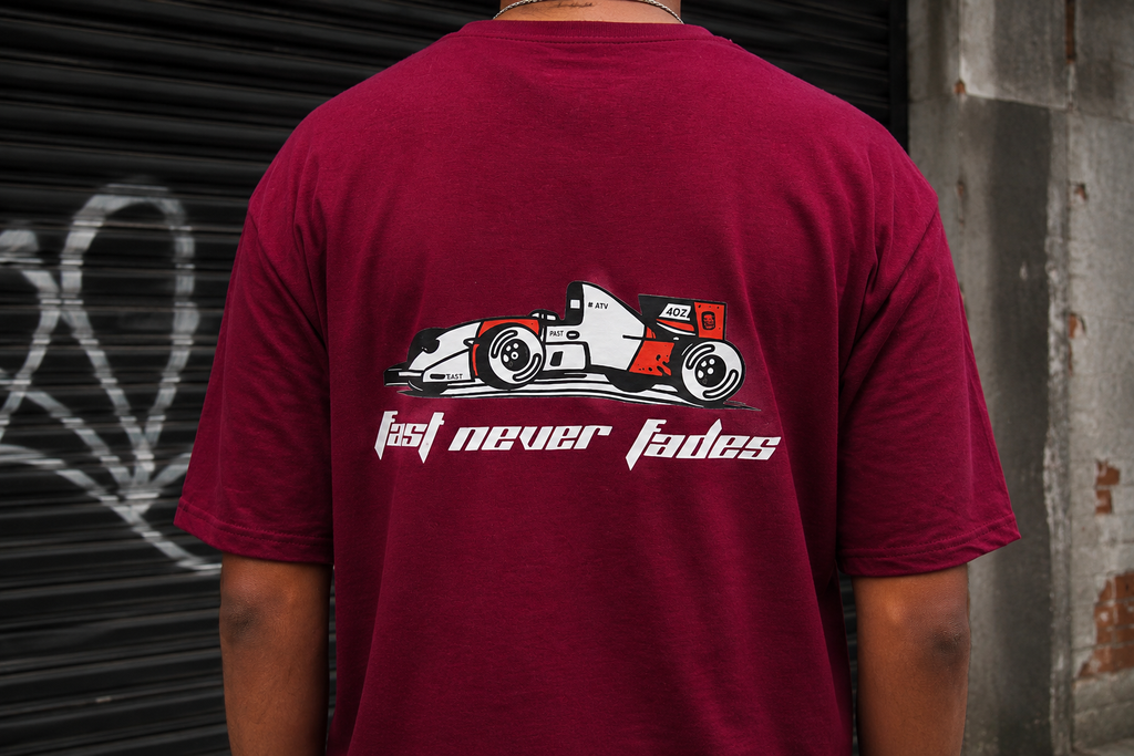 Matrixxwear Fast Never Fades Oversized Graphic T-Shirt – Maroon | 100% Cotton Racing Streetwear Tee