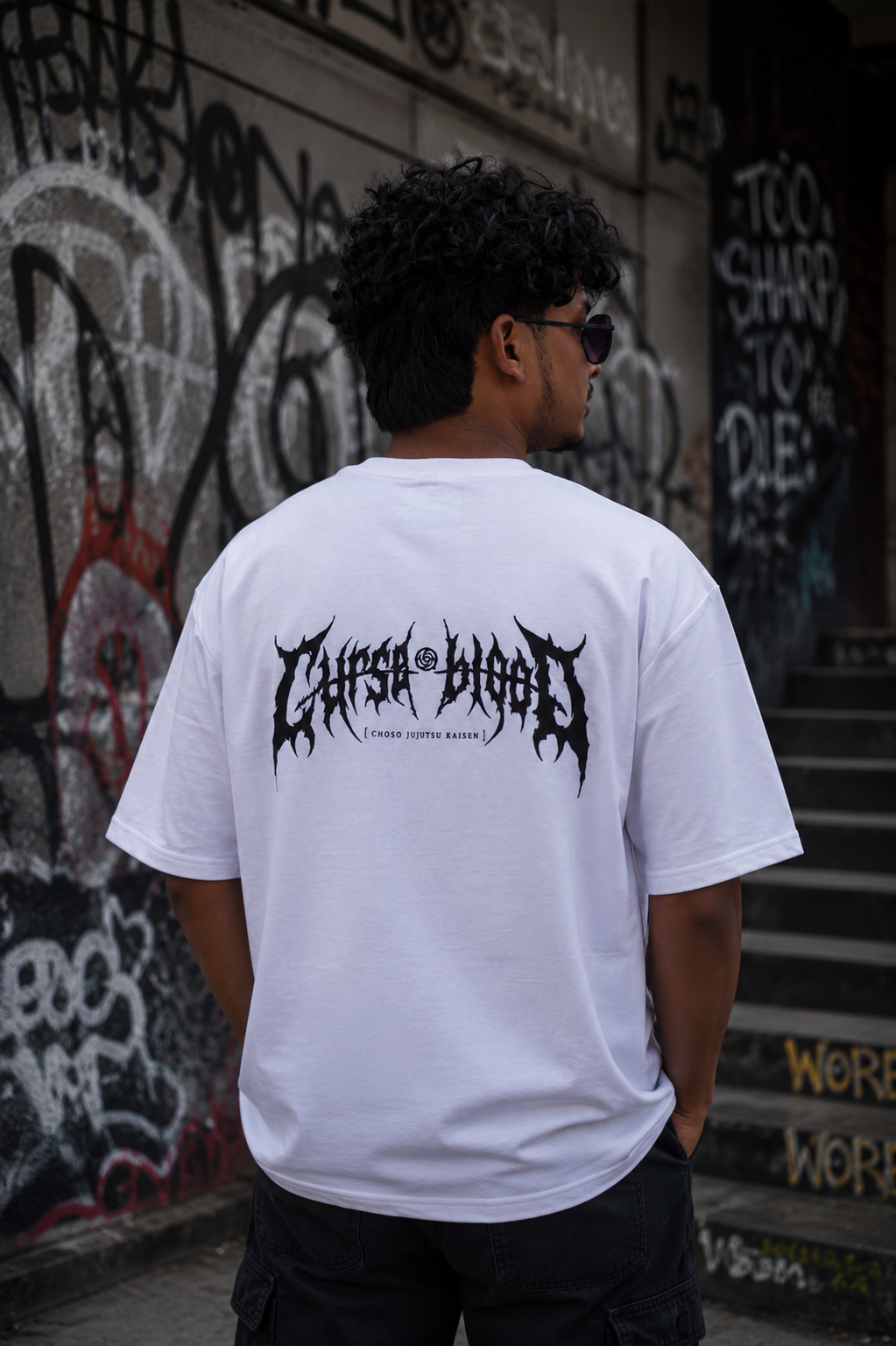 Matrixxwear Choso Oversized Graphic T-Shirt – White | Anime-Inspired 100% Cotton Streetwear Tee