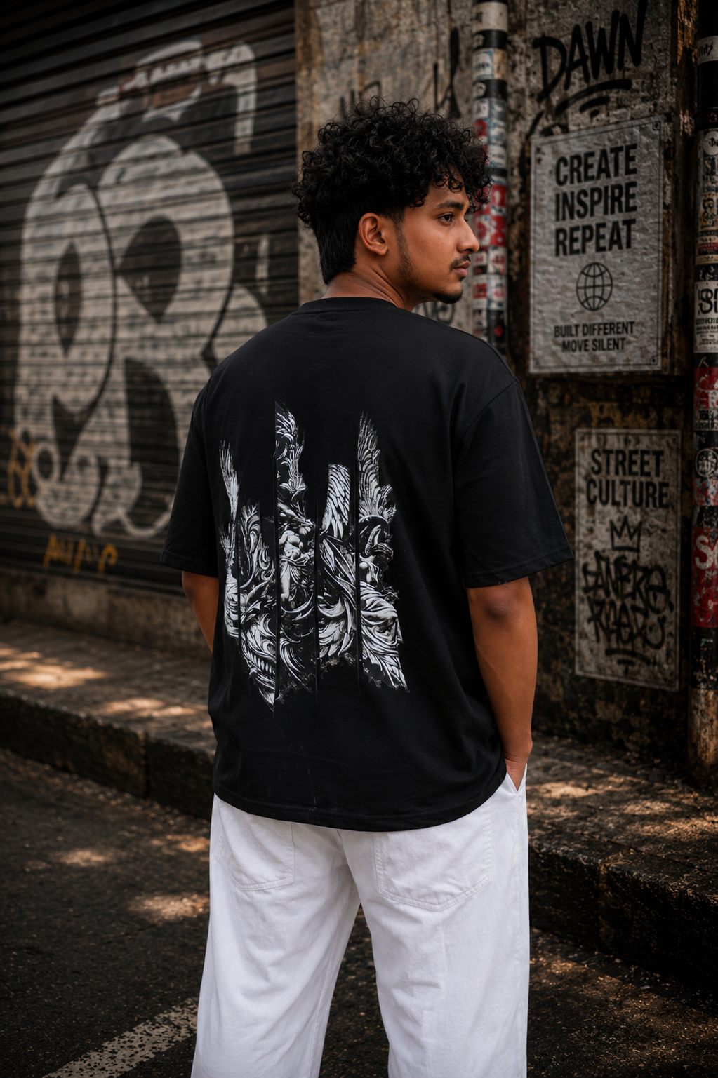 Matrixxwear Creation Man Oversized Graphic T-Shirt – Black | 100% Cotton Streetwear Tee