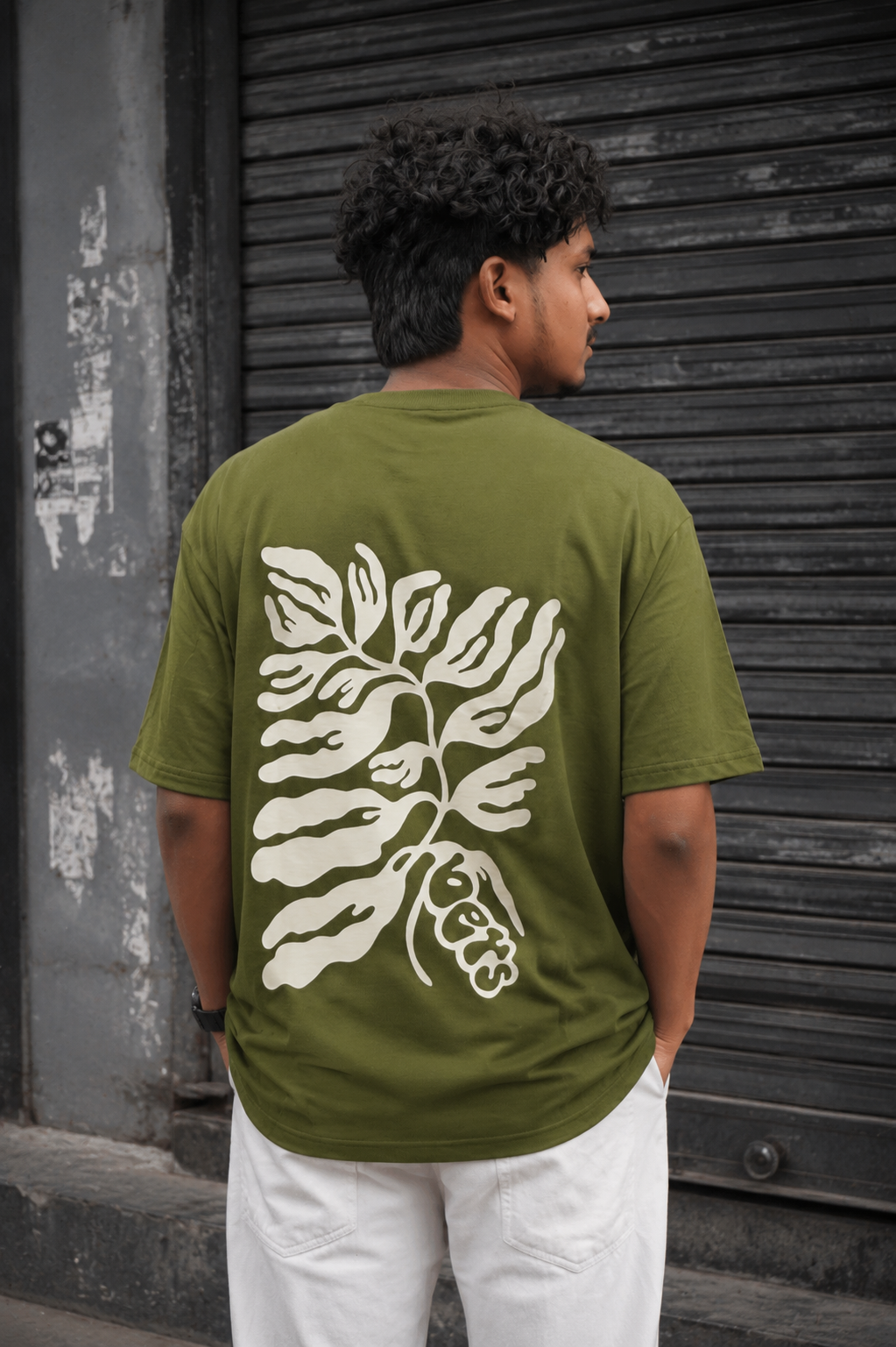 Matrixxwear Roots Graphic Oversized T-Shirt for Men – Olive Green