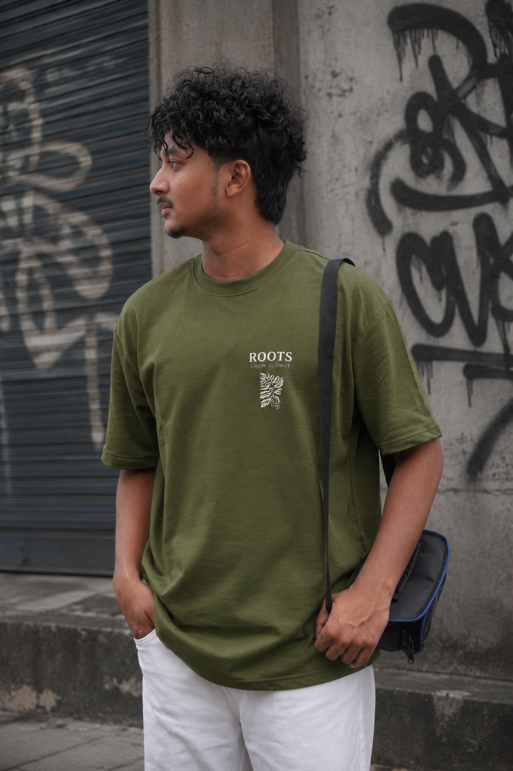 Matrixxwear Roots Graphic Oversized T-Shirt for Men – Olive Green