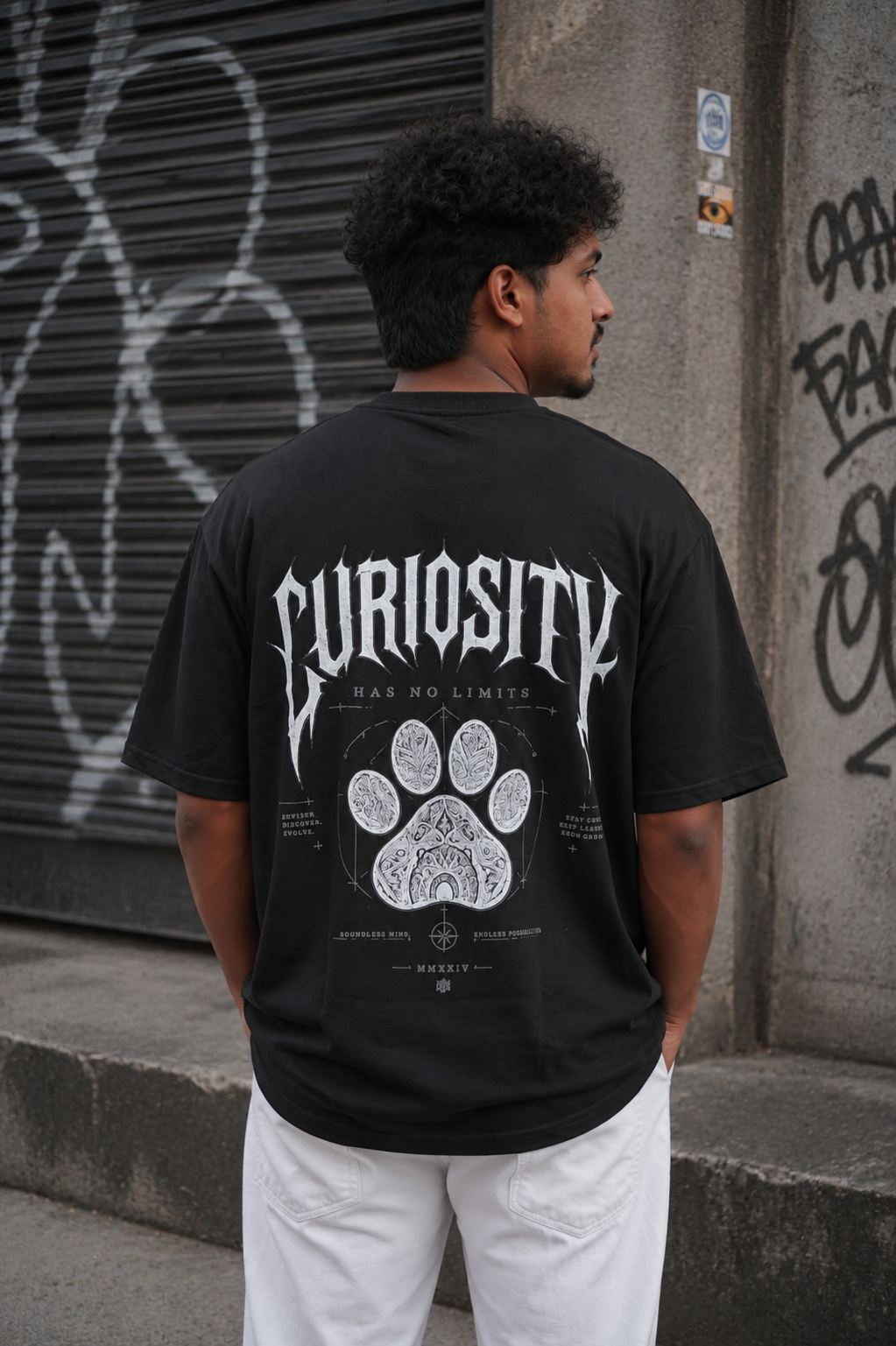 Matrixxwear Curiosity Oversized Graphic T-Shirt – Premium Cotton Black Tee