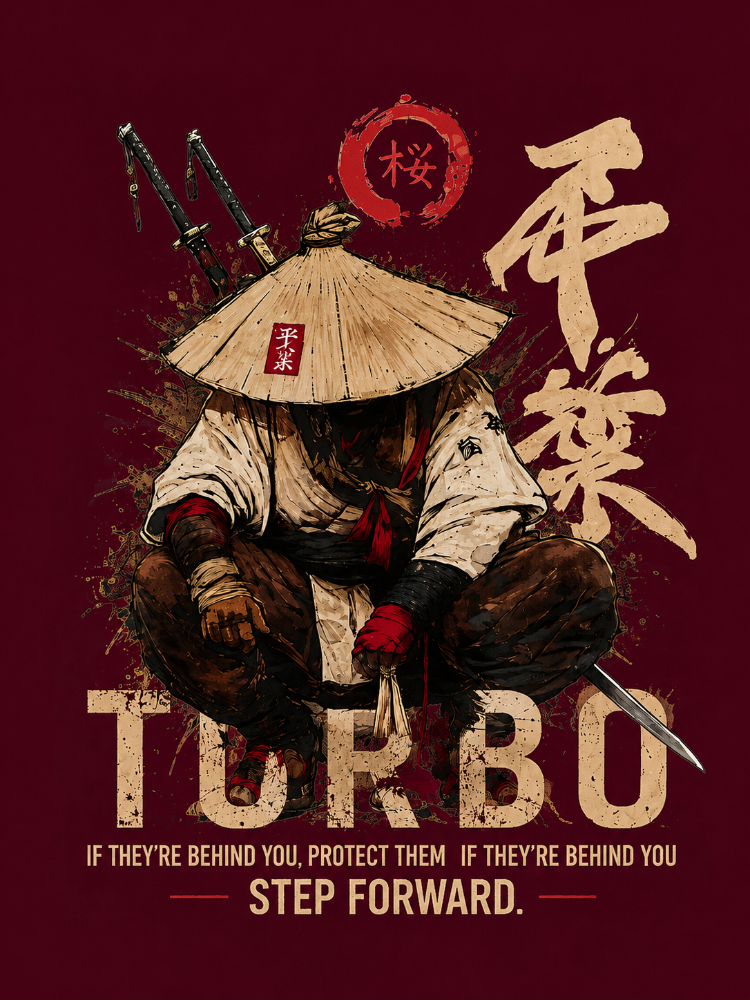 Matrixxwear Turbo Samurai Oversized Graphic T-Shirt – Maroon | 100% Cotton Streetwear Tee