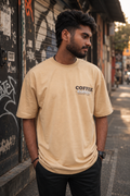 Matrixxwear Coffee Harmony Oversized Graphic T-Shirt – Beige | 100% Cotton Casual Streetwear Tee